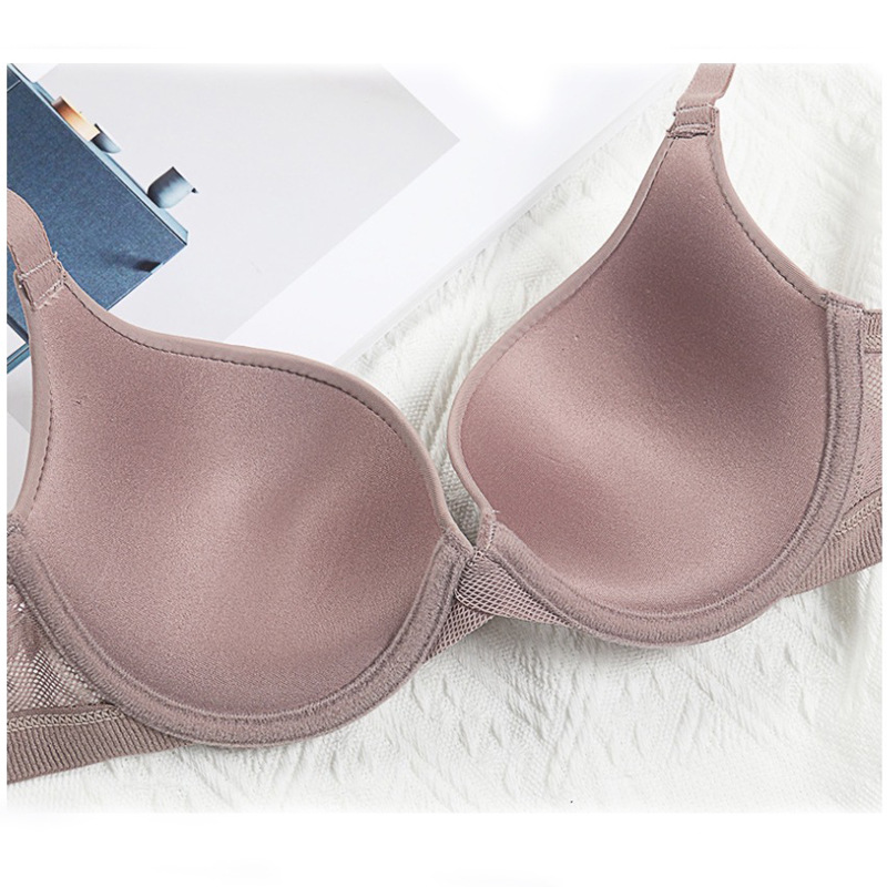 Verano brillante sin marcas sostén de tela de malla de damas respirable soporte profundo V reunido grueso B taza sudeste asiático comercio exterior ropa interior