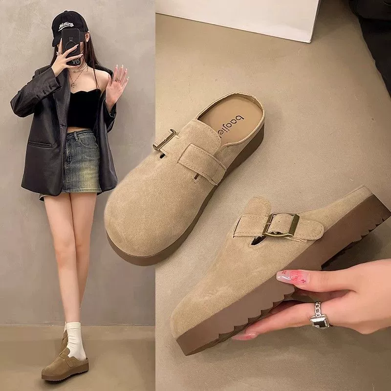 Женские ботинки Birkenstock на толстой подошве для верхней одежды 2025 года: лето, осень и зима, новый стиль, ленивые одноногие Birkenstock полуподошвки