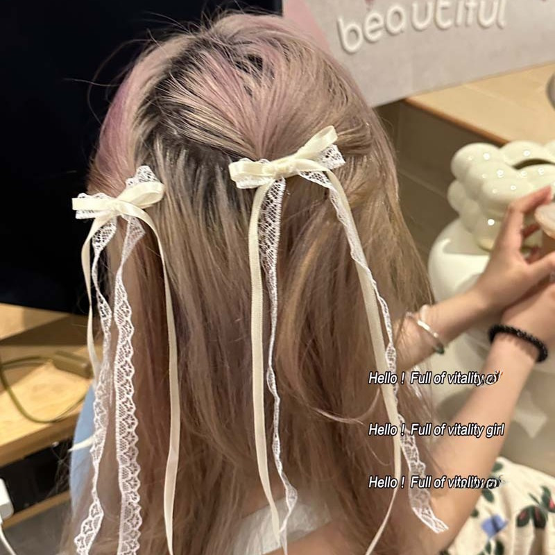 Französisch exquisite mädchen ~ spitze creme weiß bogen band haarnadel ballett wind süße temperament nette Koreanische stil_voghion.com