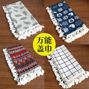 Cotton and Linen Cover Tv Refrigerator Microwave Oven Bedside Table Cover Dust Cover Small Square Towel Coffee Table Desk Cloth