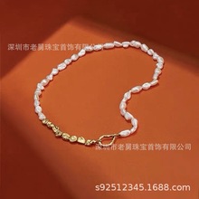 天然巴洛克珍珠项链S925纯银镀18K金小众气质复古珍珠锁骨链