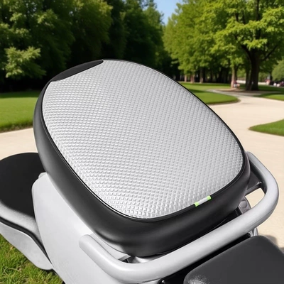 New National Standard Electric Vehicle Seat Cover, Waterproof, Sun-Proof, Universal for All Seasons, Heat-Insulating, Deep-Covering Electric Vehicle Seat Cushion Cover (Motorcycle cushion) - new-national-standard-silver-square-diamond-front-seat-cover