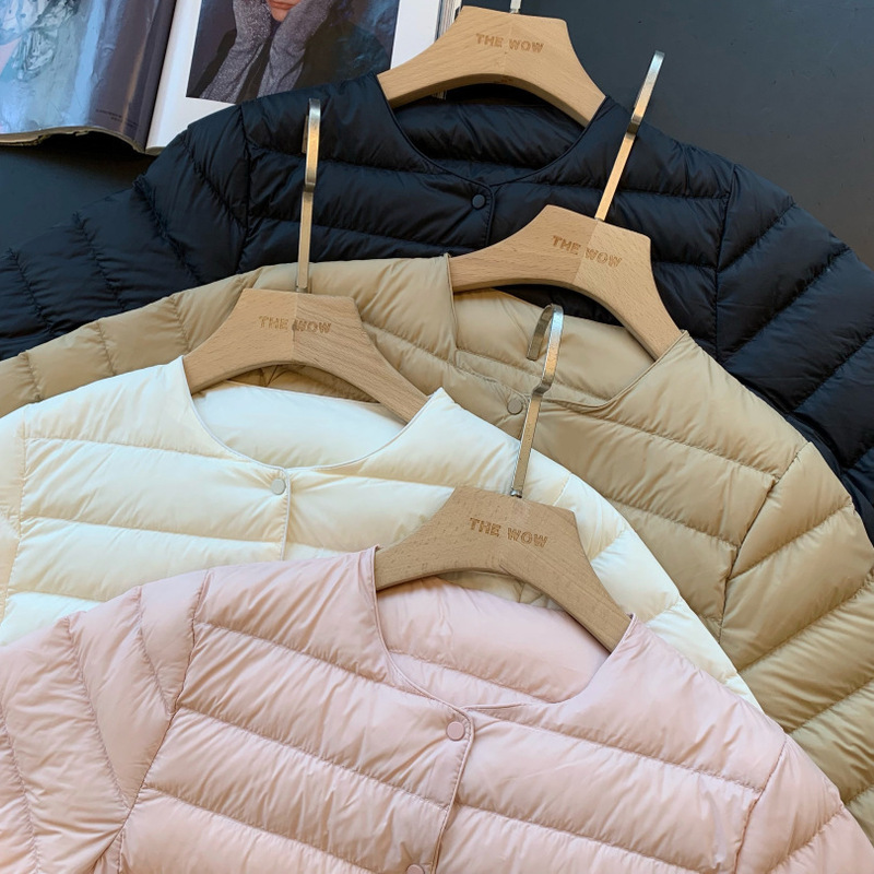 Stacked Wearing Inner Wearing Outer Wearing 95 White Goose Down Jacket Round Neck Lightweight Down Jacket Liner Women's Short Coat Autumn F091903