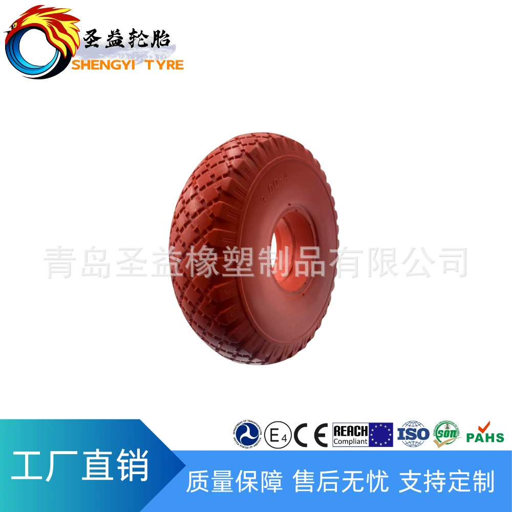 [Поставка производителя] Внешняя торговля 3,00-4PU резиновое кольцо, сплошная шина, садовое колесо, пенопластовое колесо, оптовая продажа, красный цвет