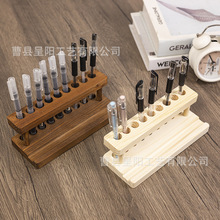 实木签字笔置物架木质笔架手机支架一体收纳架多功能办公文具笔筒
