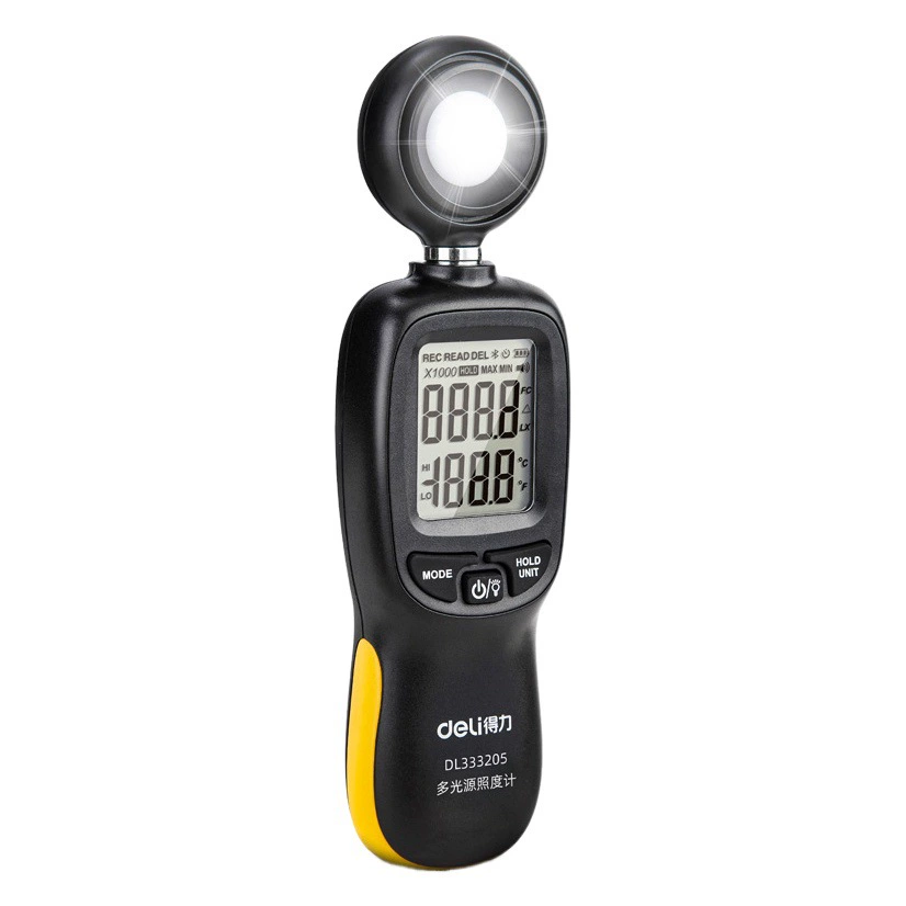 Иллюмометр Deli Tool Высокоточный цифровой детектор яркости с несколькими источниками света для помещений и улицы DL333204 5
