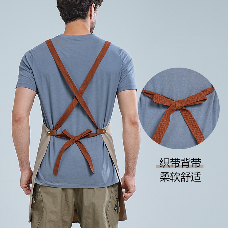 Transfronterizo Amazon lona delantal agua leche tienda de té café ropa de trabajo delantal de cocina casero logo personalizado