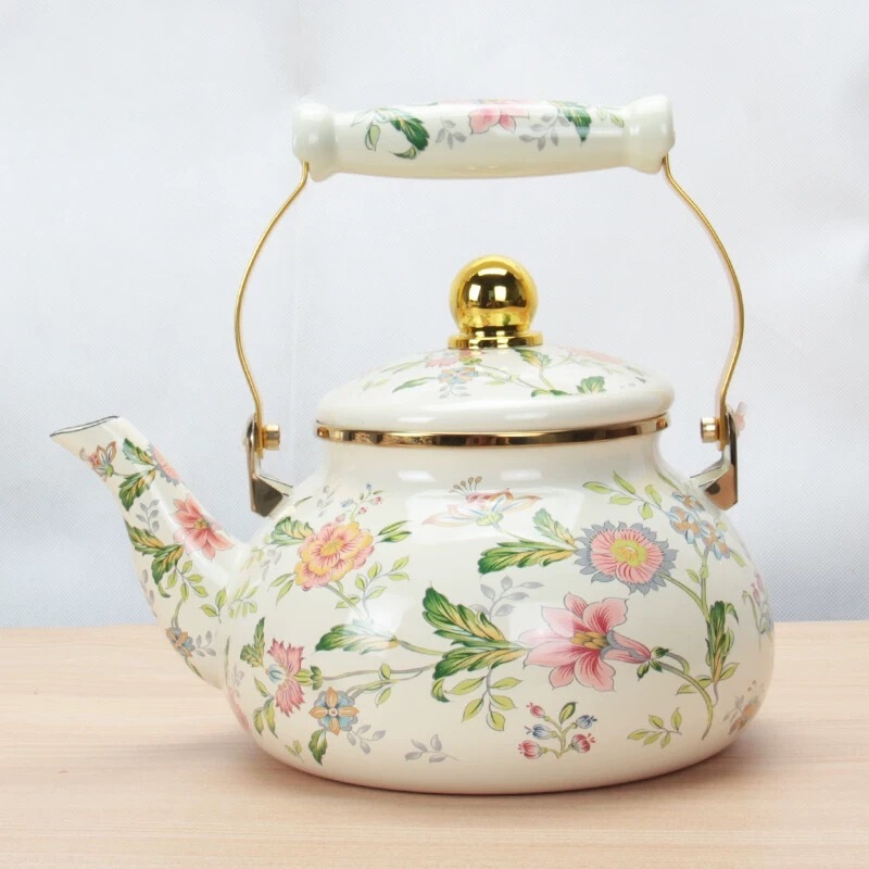 Enamel Teapot for Boiling Water, Milk Tea Pot, Flower Tea Pot, Summer Herbal Tea Pot, Suitable for Induction Cooker and Open Flame