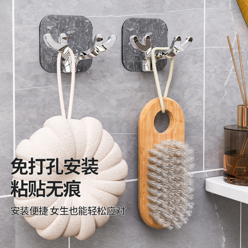 [Gancho de corbata de nube de lujo ligero] Gancho de galaxia Patrón de glaciar Gancho pegajoso transparente Punch-Enchufe de puerta libre colgando