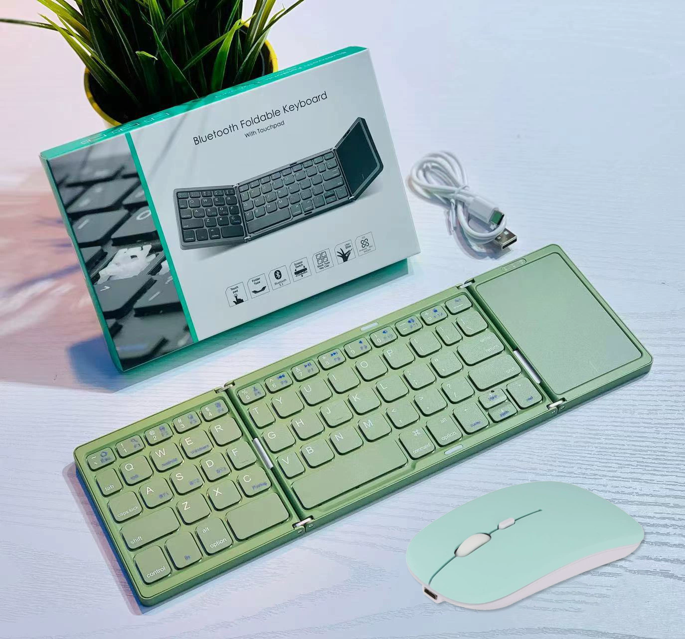 Складной Bluetooth-клавиатура серии B089T/B033, цифровая клавиатура, портативная, с мышью и чехлом по желанию