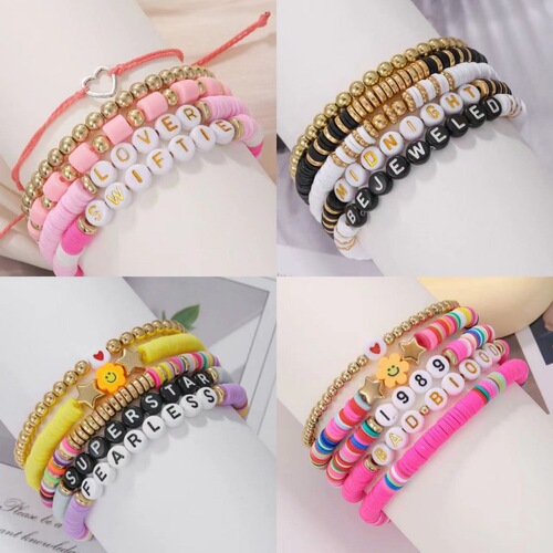 European and American hot selling Taylor Music 1989 polymer clay bracelet bohemian style letter set bracelet wholesale