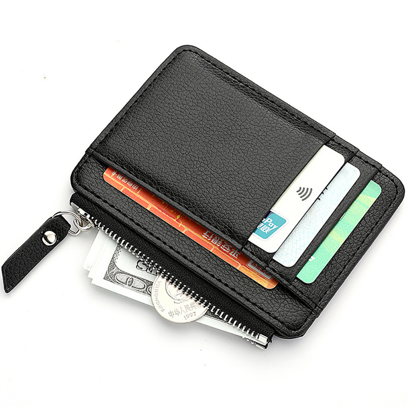 New pu leather card bag wholesale girls small ultra-thin card card case zipper short coin purse ladies explosion