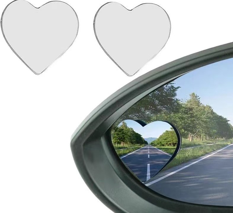 Car rearview mirror heart-shaped boreless small round mirror reversing high-definition love big vision blind spot auxiliary mirror