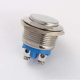 20mm 金属按钮开关 防水高头圆形点动复位开关 圆形平头点动复位