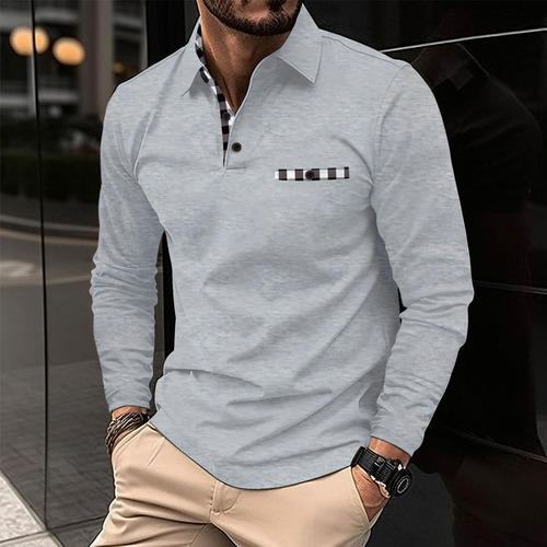 European and American ins cross-border  autumn AliExpress Amazon polo shirt zipper stand-up collar men's sports polo shirt 