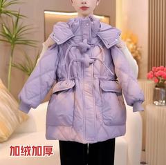 女の子の厚い綿のコート 2025 冬の新しいスタイルの子供のミドル丈の綿のコートと洋風の綿のジャケット