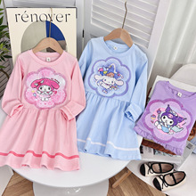 女童长袖连衣裙小女孩变色亮片公主裙卡通棉外贸一件代发