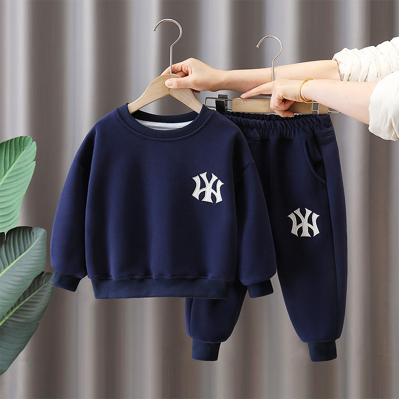 7093 niños 2025 primavera nuevo traje primavera suéter de manga larga de dos piezas para niños estilo coreano primavera y otoño estilo occidental