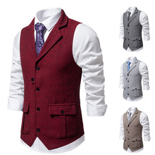 Men's Herringbone Tweed Retro Lapel Suit Vest