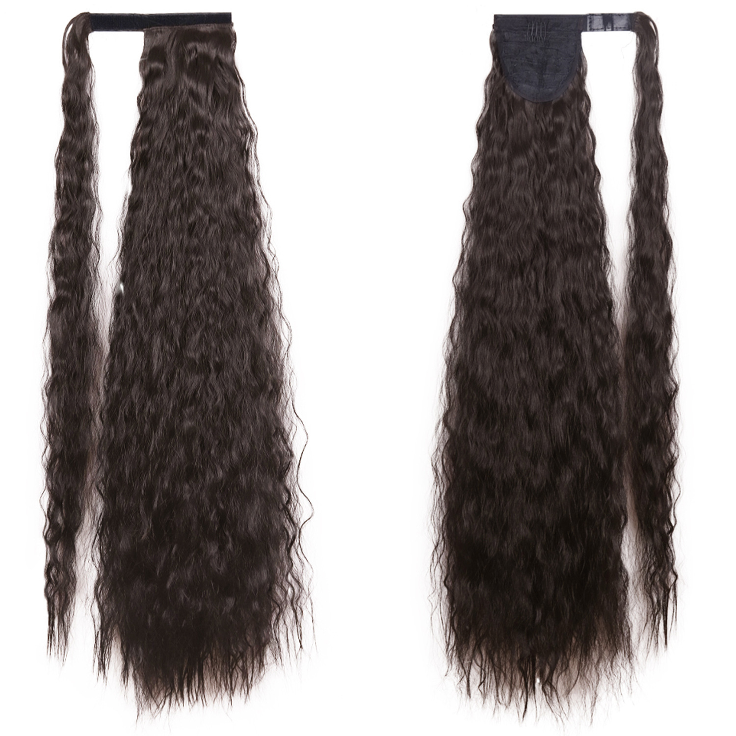 85CM peluca cola de caballo velcro maíz caliente cola de caballo largo cabello rizado fibra de caballo
