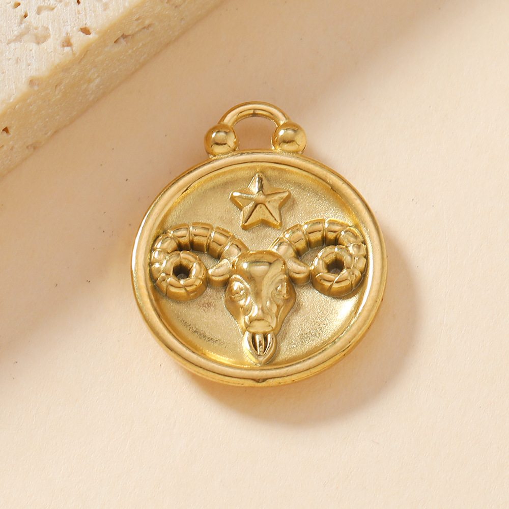 Colgante único Venta caliente europea y americana Colgante de fundición de doce constelaciones Pulsera Collar Accesorios de bricolaje Joyería de acero inoxidable de 18 quilates