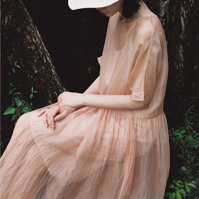 Summer New Mulberry Silk Dress Women's Artistic Loose Two-Piece Suit Robe Skirt