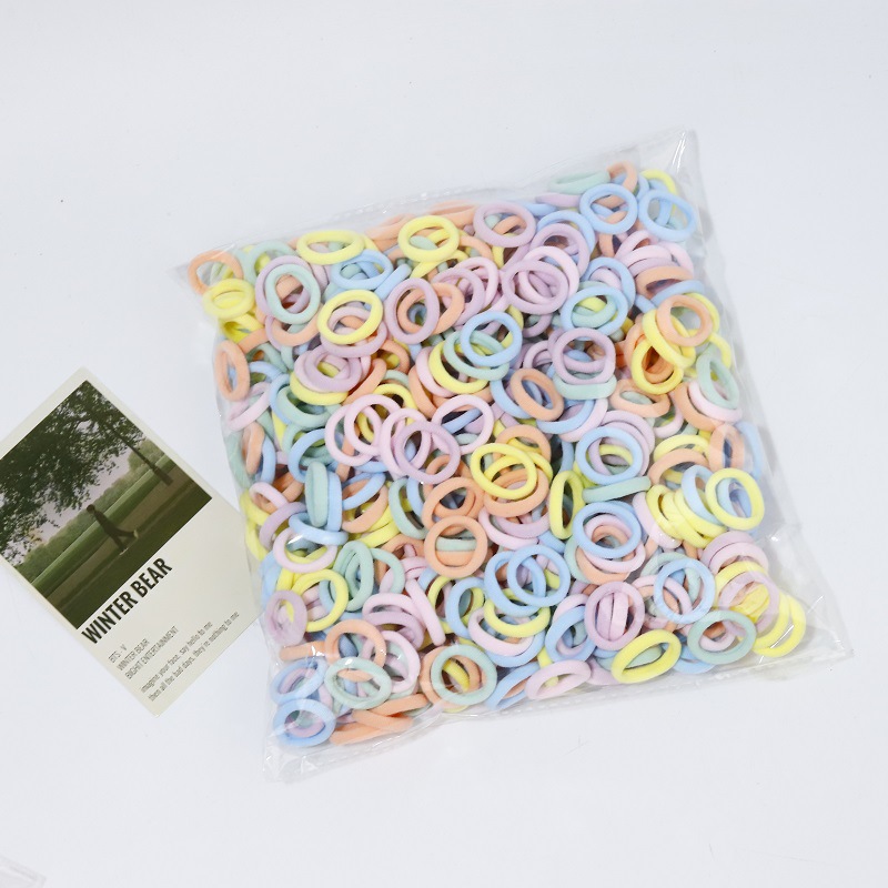 500 Packs Seamless Towel Ring Children's Rubber Band Baby Hair Band Does Not Harm Hair Rope Thumb Ring Girls' Head Rope