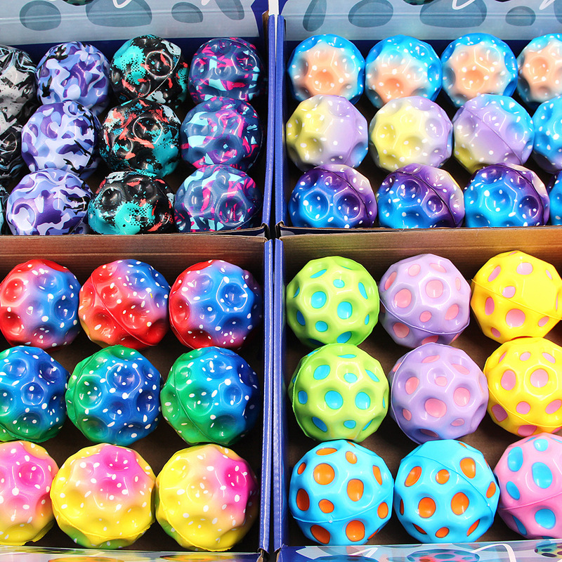 7cm Elastic Hole Ball, High-Elastic Moon Ball, Decompression Colorful Starry Sky Macaron Color Toy Wholesale Cross-Border Explosion