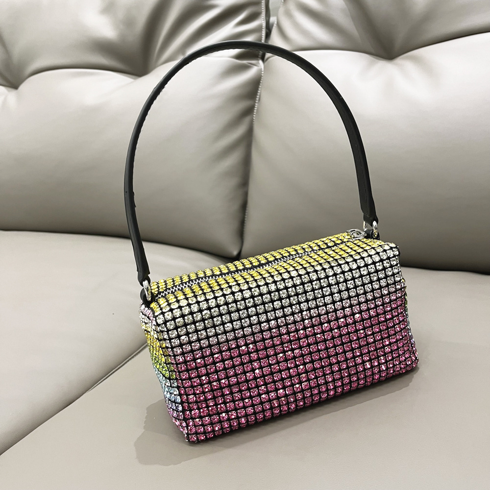 Rhinestone Top Handle Bag Sparkling Crystal Mini Shoulder Purse_voghion.com