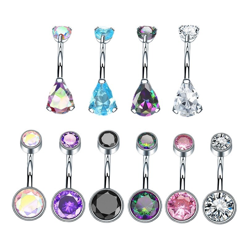 Belly button piercing with zircon, Amazon, material