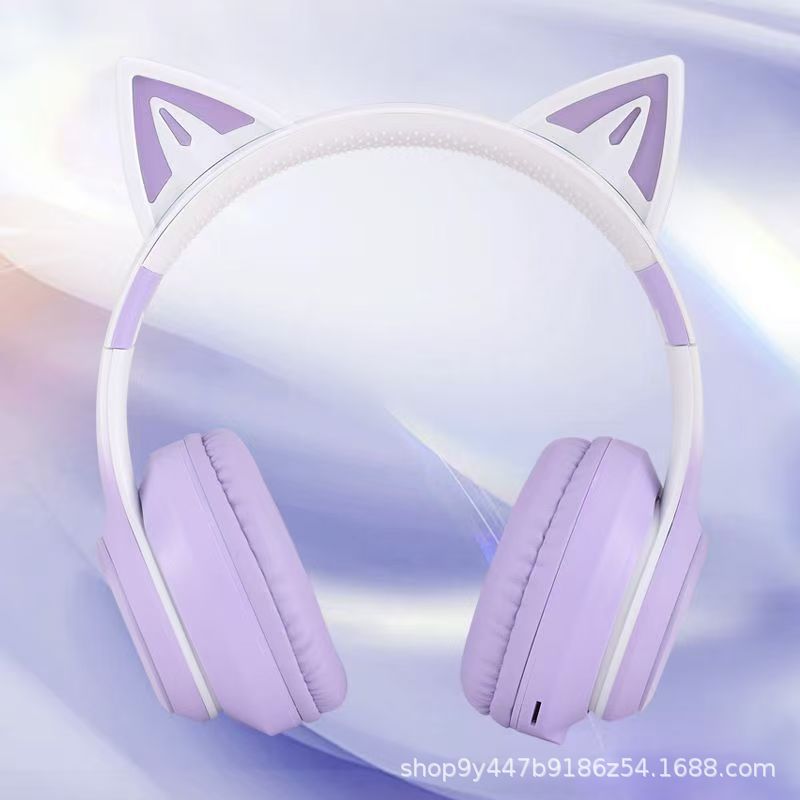 [Nuevo] auriculares Bluetooth transfronterizos BT618 auriculares de juego de videojuegos de gato con auriculares de color gradiente