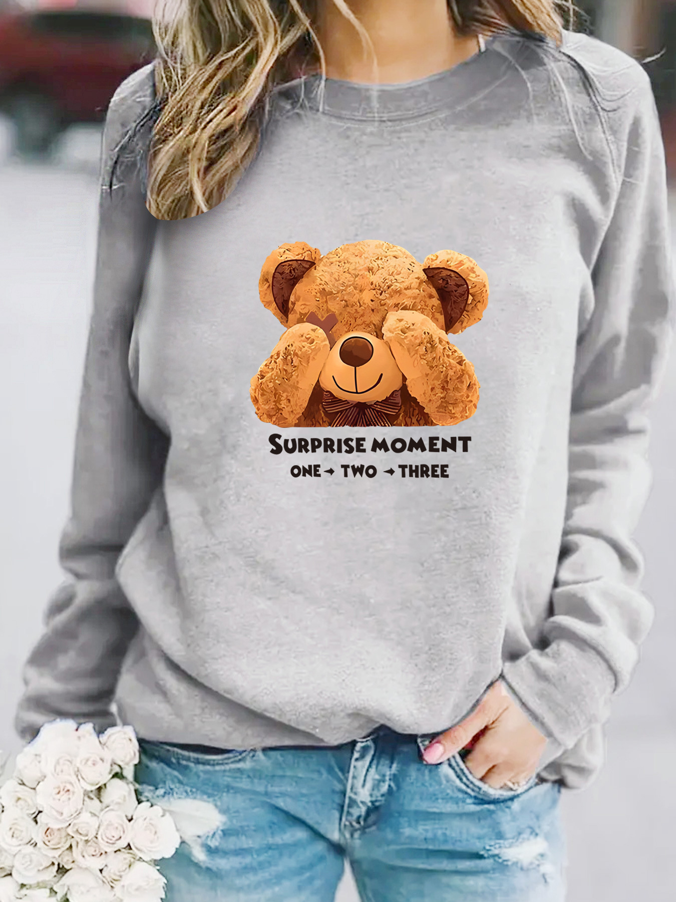 Damen Sweatshirt Mit Bärenmotiv Für Herbst Und Winter_voghion.com