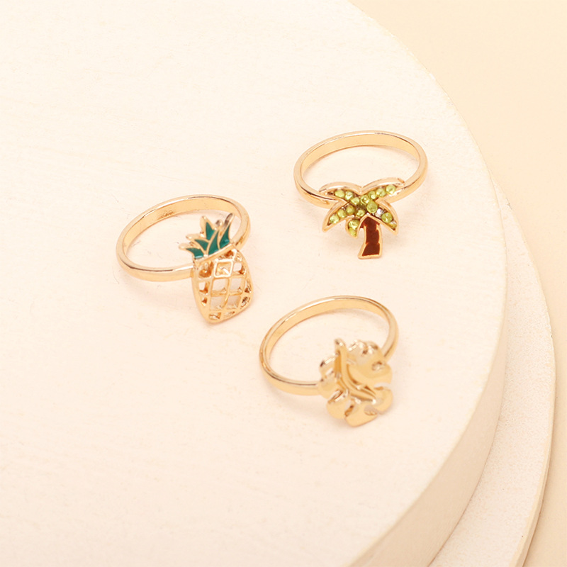 Wholesale Jewelry Pineapple Coconut Tree Ring Set Nihaojewelry display picture 6