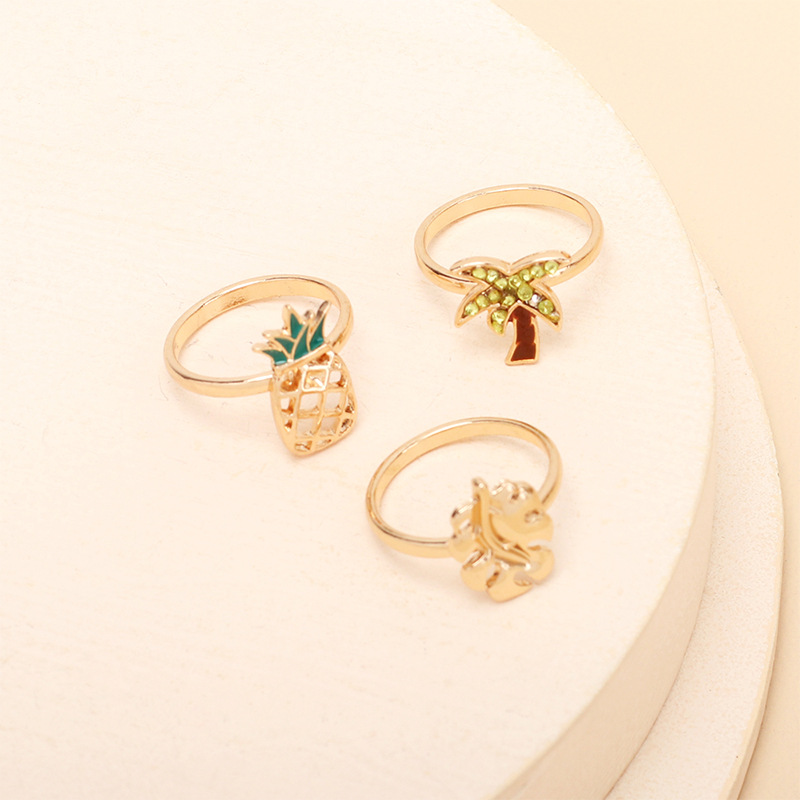 6g Weight Women'S Gender One Size Size Wholesale Jewelry Pineapple Coconut Tree Ring Set Nihaojewelry 5