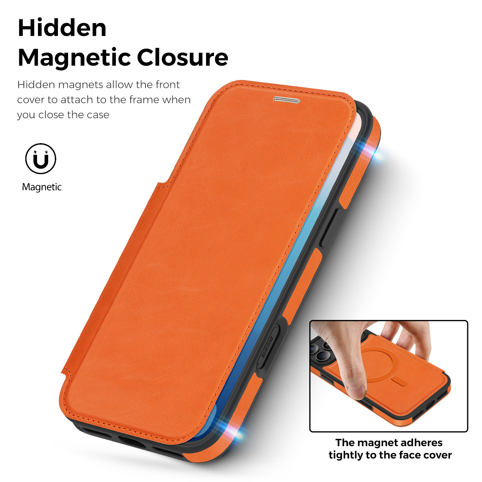 Suitable for Apple Mobile Phone Case 17Promax Lingdun Magnetic Flip Leather Case 16Promax Card Protective Case 15Pm
