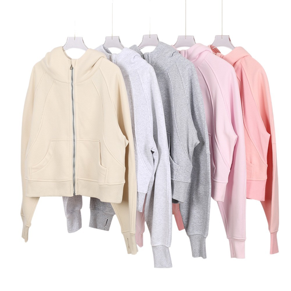 Women's Oversized Scuba Hoodie Fleece Lined Zip up Jacket Kangaroo Pocket Yoga Lounge Casual Wear_ecoleips.com