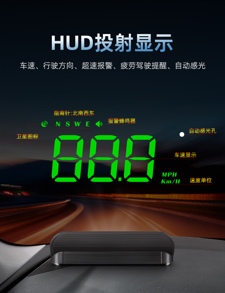 Cross-Border Hud Head-Up Display M1 Car Gps Speed Multi-Function Instrument Projector High-Definition Universal for Cars