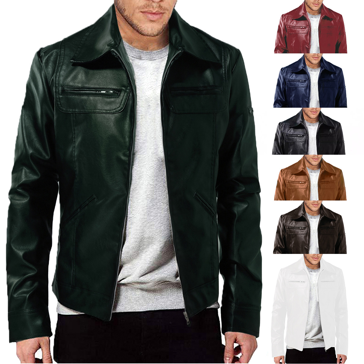 Neue PU 2024 Motorradjacke mit Lederkragen für Herren_voghion.com