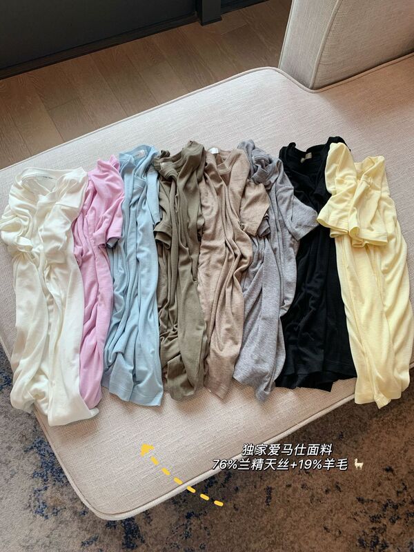 生放送人気列ソースメーカー テンセルウール半袖Tシャツ レディース 新品G品質 小紅書人気スポット|undefined
