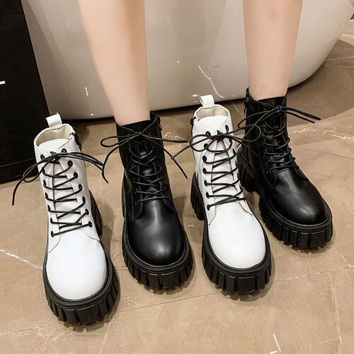 2025 Summer Women's Martin Boots: Height-Increasing, British-Style Short Boots—Thin Design with Chunky Platform for Casual Wear