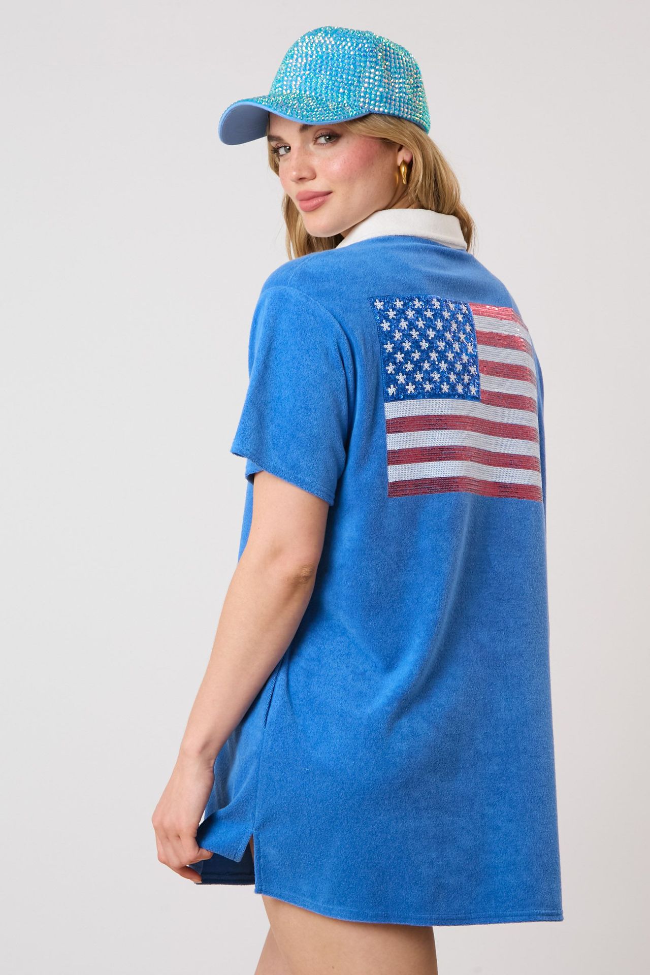 Women's Regular Dress Simple Style Turndown Printing Short Sleeve Solid Color American Flag Above Knee Daily display picture 7