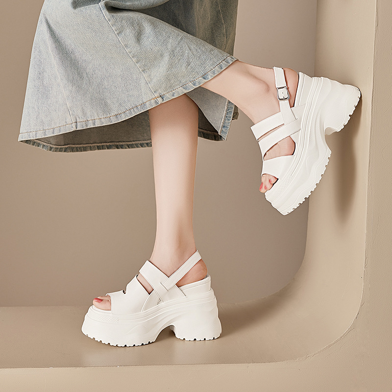 Sandal cao gót nữ hở mũi đế xuồng 12 cm quai ngang — màu đen, màu trắng ngà