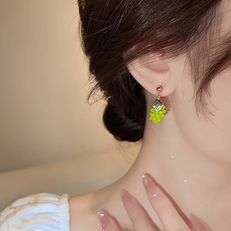 日韩小众精致设计感葡萄耳钉小清新水果耳环甜美ins高级感耳饰女|undefined