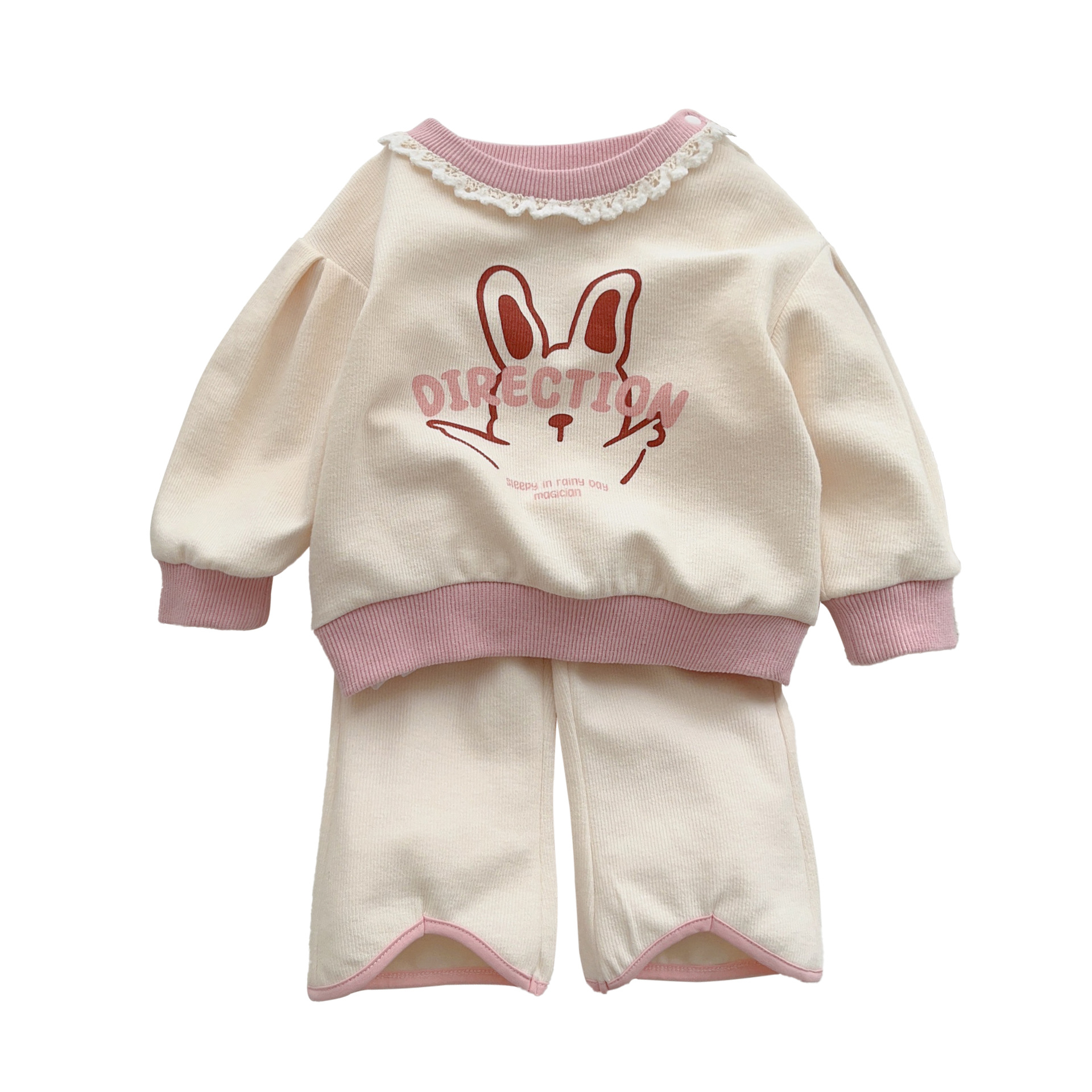 Niños primavera primavera dibujos animados conejito niña traje primavera nuevo traje para niños niña bebé traje de dos piezas