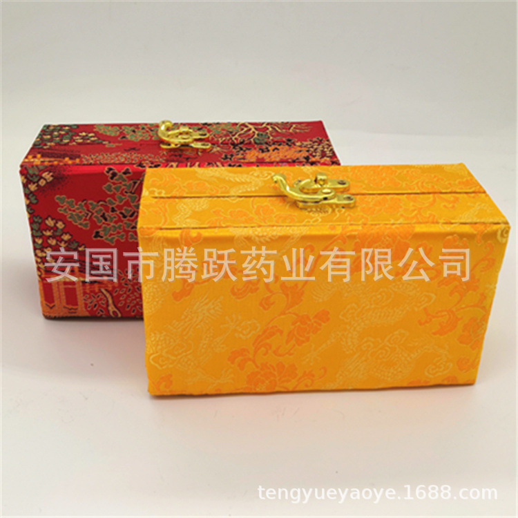 Hexagonal Brocade Gift Box Empty Jewelry Display Case Red Fabric Finish specifications