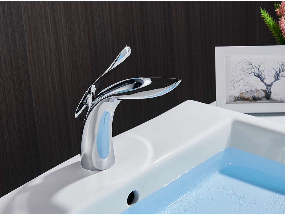 Cross-border countertop basin, tall, cold and hot water faucet, Nordic-style black kitchen and bathroom sink, white copper faucet undefined