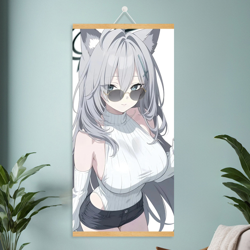 漫画コミック甘くてかわいい女の子ポスター工場ドロップシッピング無垢材スクロール吊り絵画越境電子商取引 Xiyin|undefined
