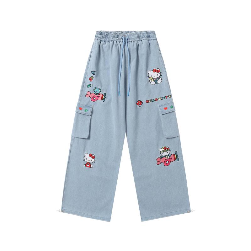 American Style Fashion Brand vibe Dopamine KT Cat Casual Pants Men's and Women's Simple All-match Couple's Loose Wide-leg Pants
