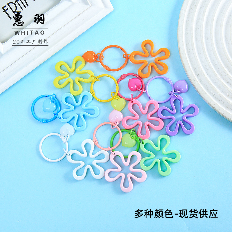 New Candy-Colored Hollow Flower Pendant Keychain DIY Handmade Material Bag Charm Accessories Wholesale