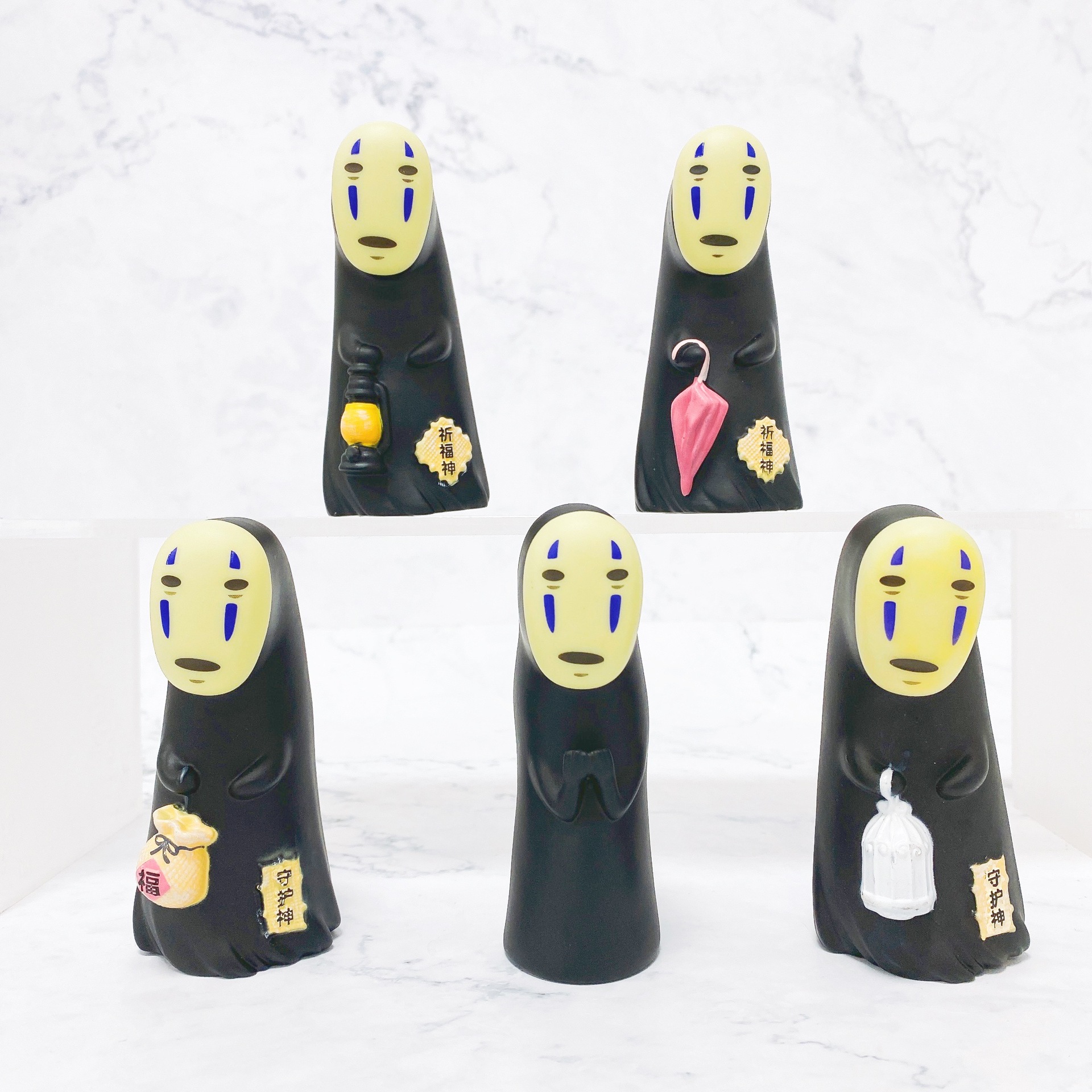 El viaje de Chihiro figura guardián sin rostro muñeca masculina máscara de Halloween pastel de coche decoración caja ciega modelo de figura